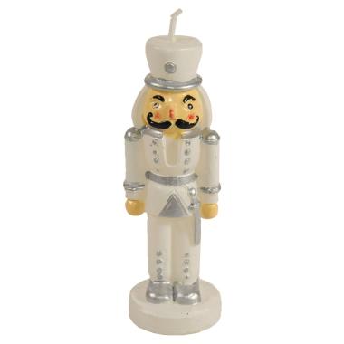 Candela schiaccianoci bianco argento 12 cm