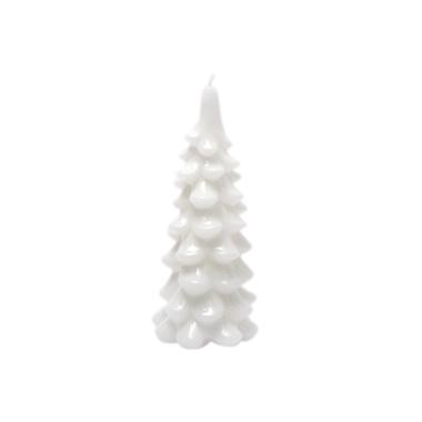 Candela natale albero bianco lucido 10 cm