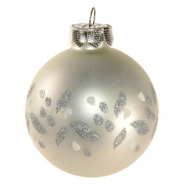 Pallina natalizia vetro bianco opaco strass Ø 6 cm