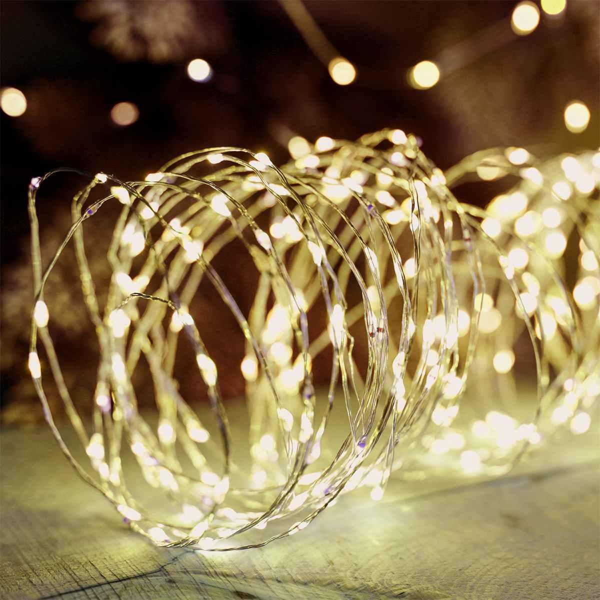Luci di natale esterno 450 led micro copper bianco caldo filo rame argento