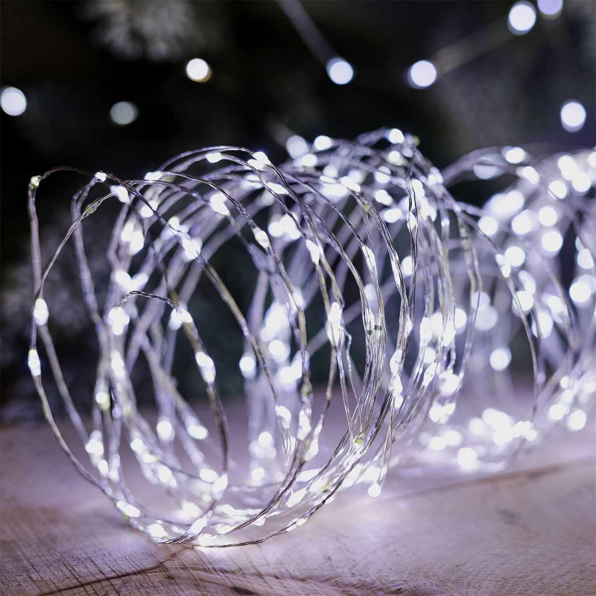 Luci di natale esterno 450 led micro copper bianco freddo filo rame argento
