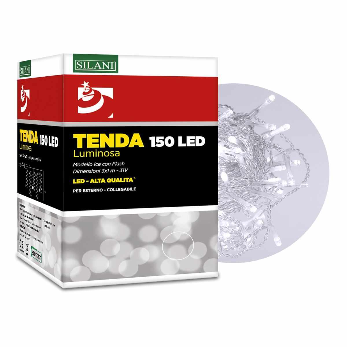 Luci di natale tenda esterno 150 led bianco freddo prol 500 x 100 cm