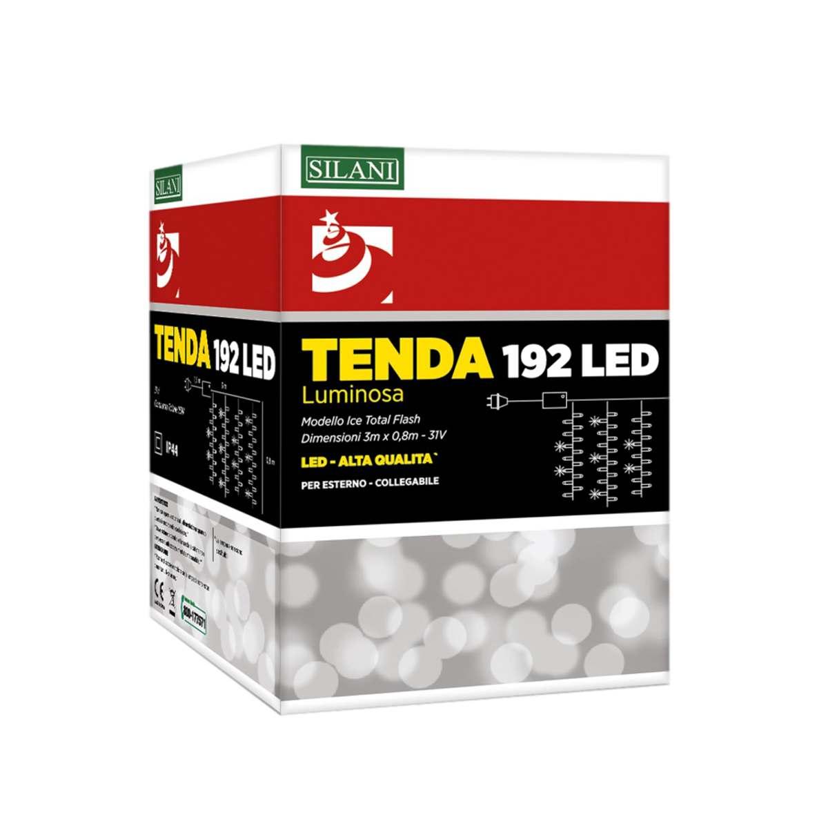 Luci di natale tenda esterno 192 led bianco caldo flash 3 x 0,8 cm