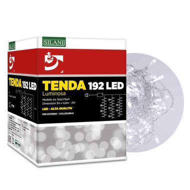 Luci di natale tenda esterno 192 led bianco freddo flash 3 x 0,8 cm