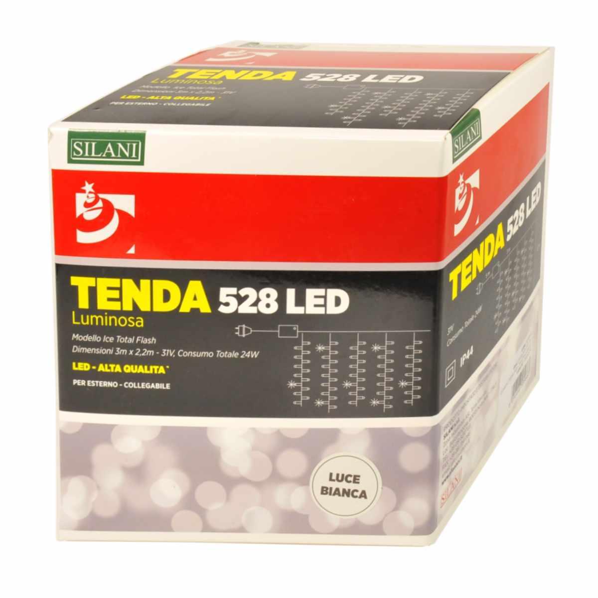 Luci di natale tenda esterno 528 led bianco freddo prolungabile 300 cm