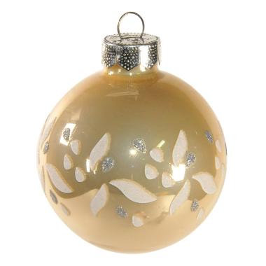 Pallina natalizia vetro champagne lucida strass Ø 6 cm