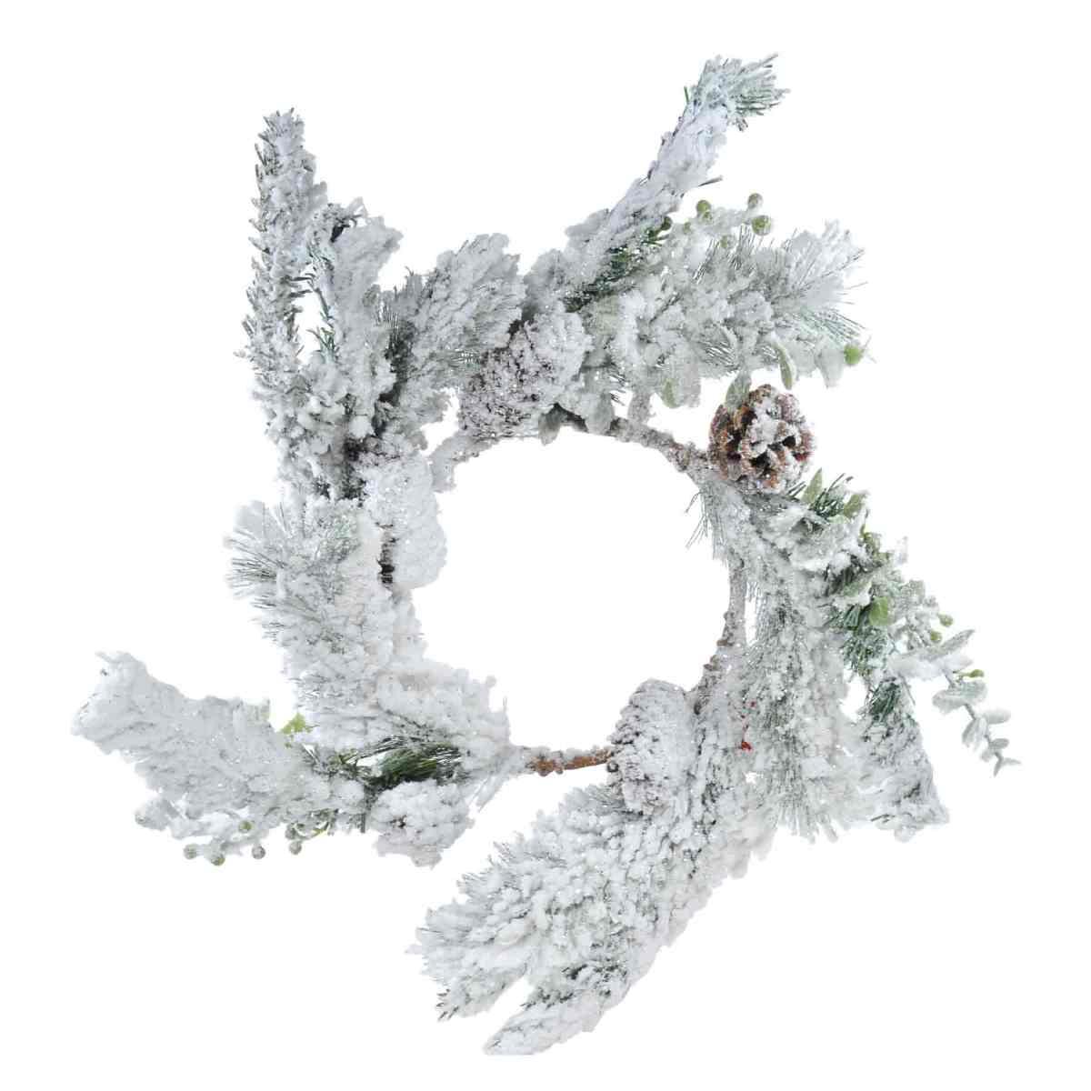 Ghirlanda natalizia verde innevata pigne Ø 41 cm