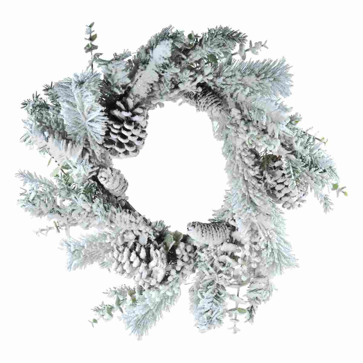 Ghirlanda natalizia verde innevata pigne Ø 61 cm