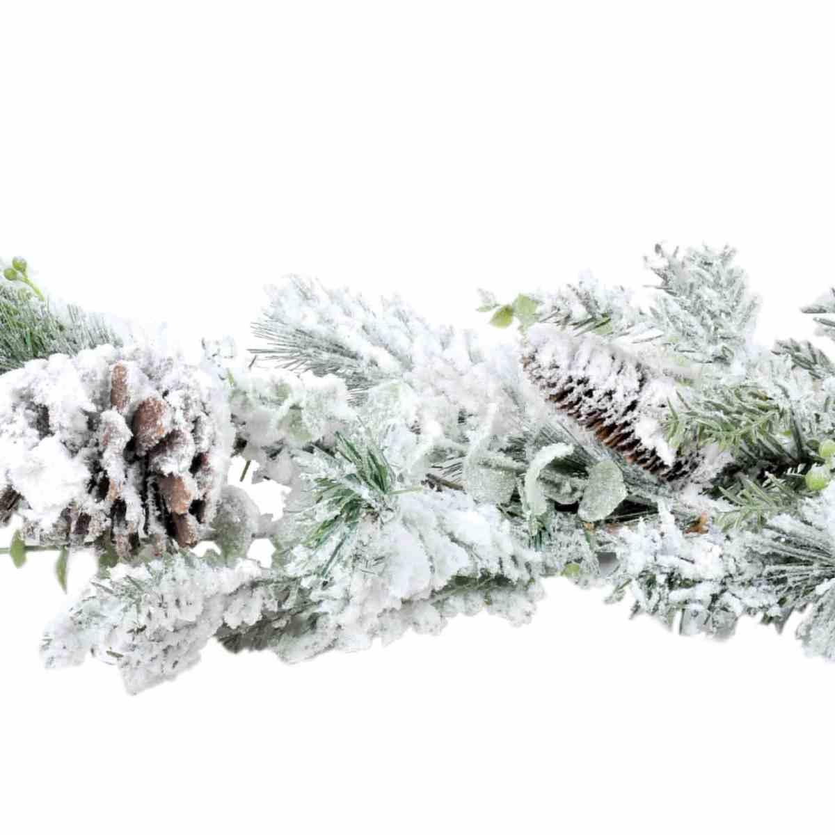 Ghirlanda natalizia verde innevata pigne 153 cm