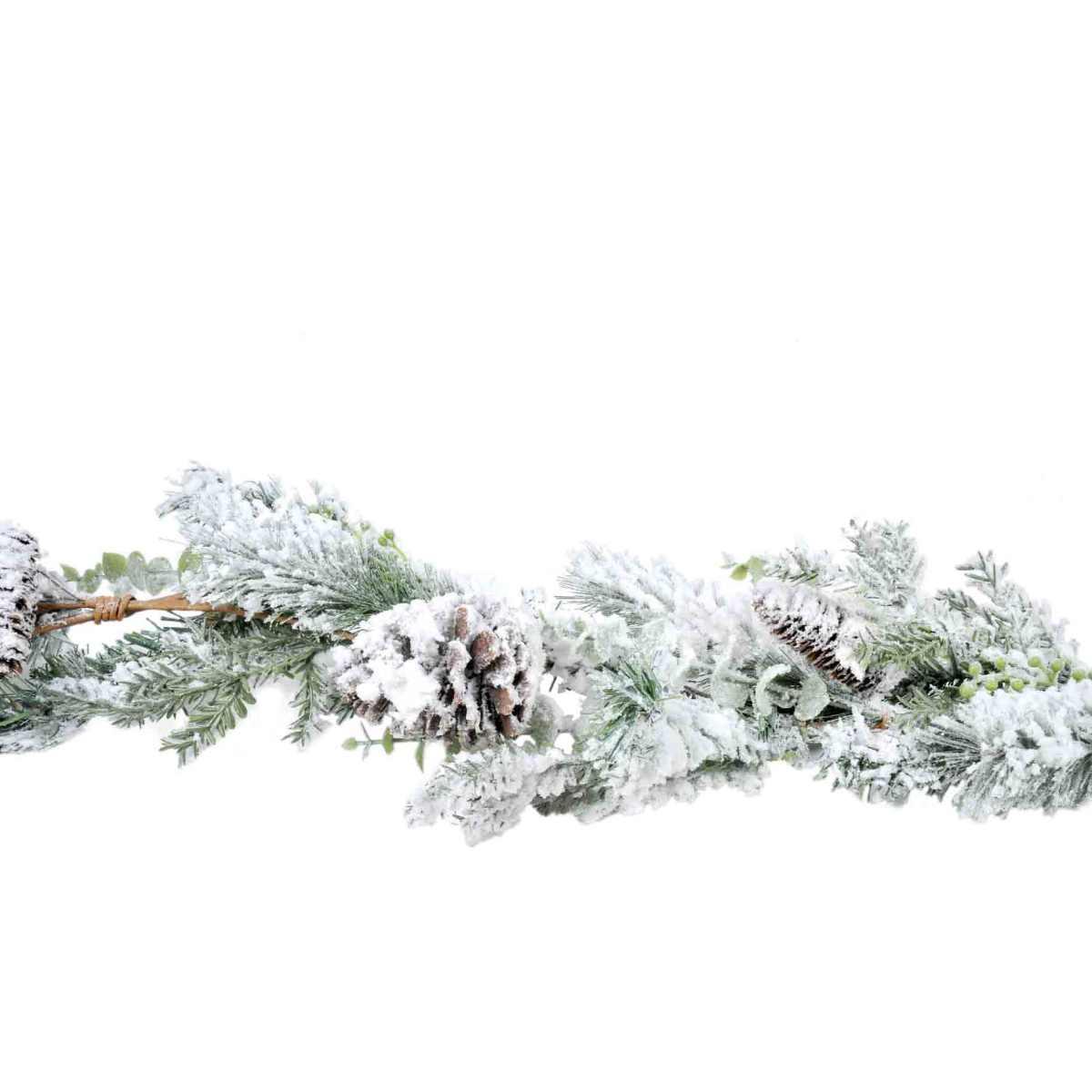 Ghirlanda natalizia verde innevata pigne 153 cm