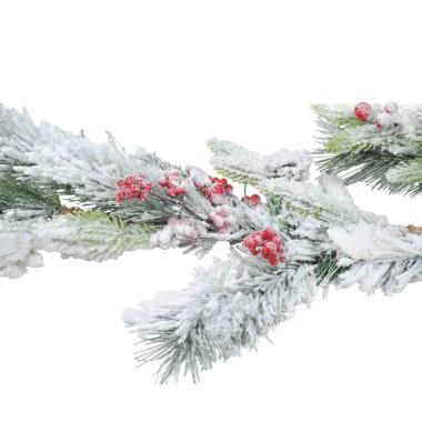 Ghirlanda natalizia verde innevata bacche 153 cm