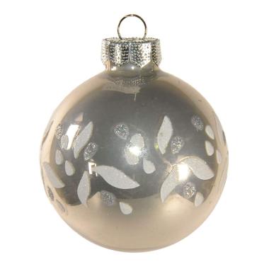 Pallina natalizia vetro argento lucido strass Ø 6 cm