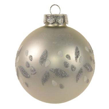 Pallina natalizia vetro bianco opaco strass Ø 8 cm
