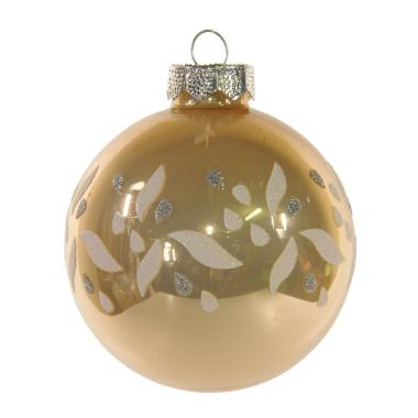 Pallina natalizia vetro champagne lucida strass Ø 8 cm