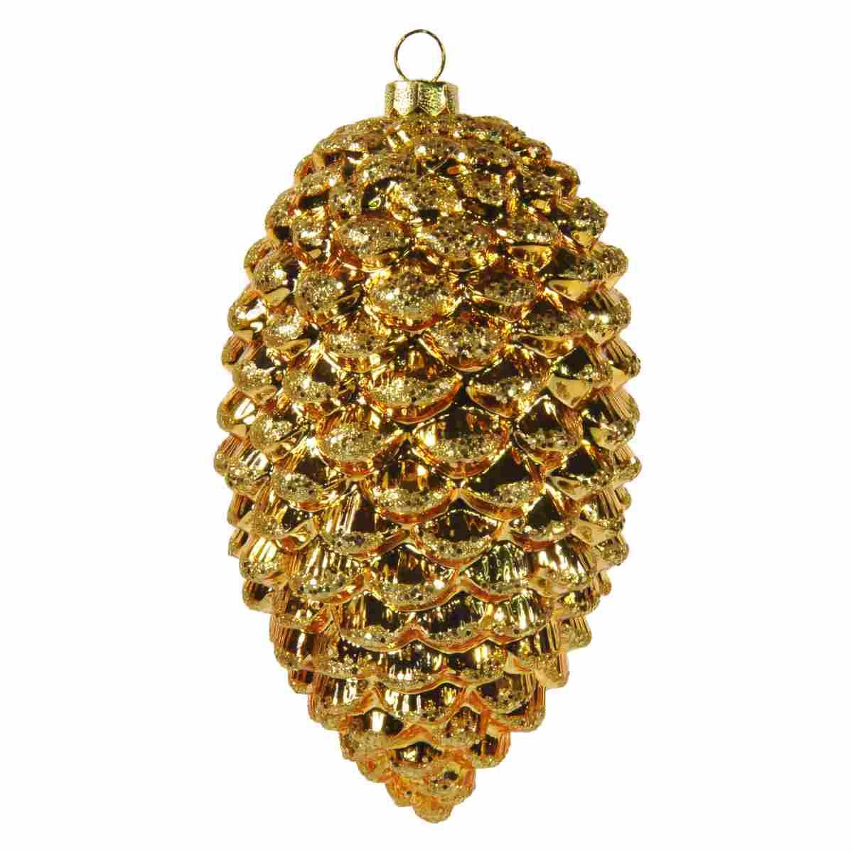 Pallina natalizia vetro collezione pigna oro 16 cm
