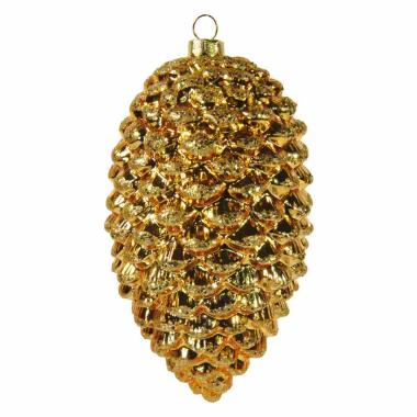 Pallina natalizia vetro collezione pigna oro 16 cm