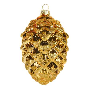 Pallina natalizia vetro collezione pigna oro 12,5 cm