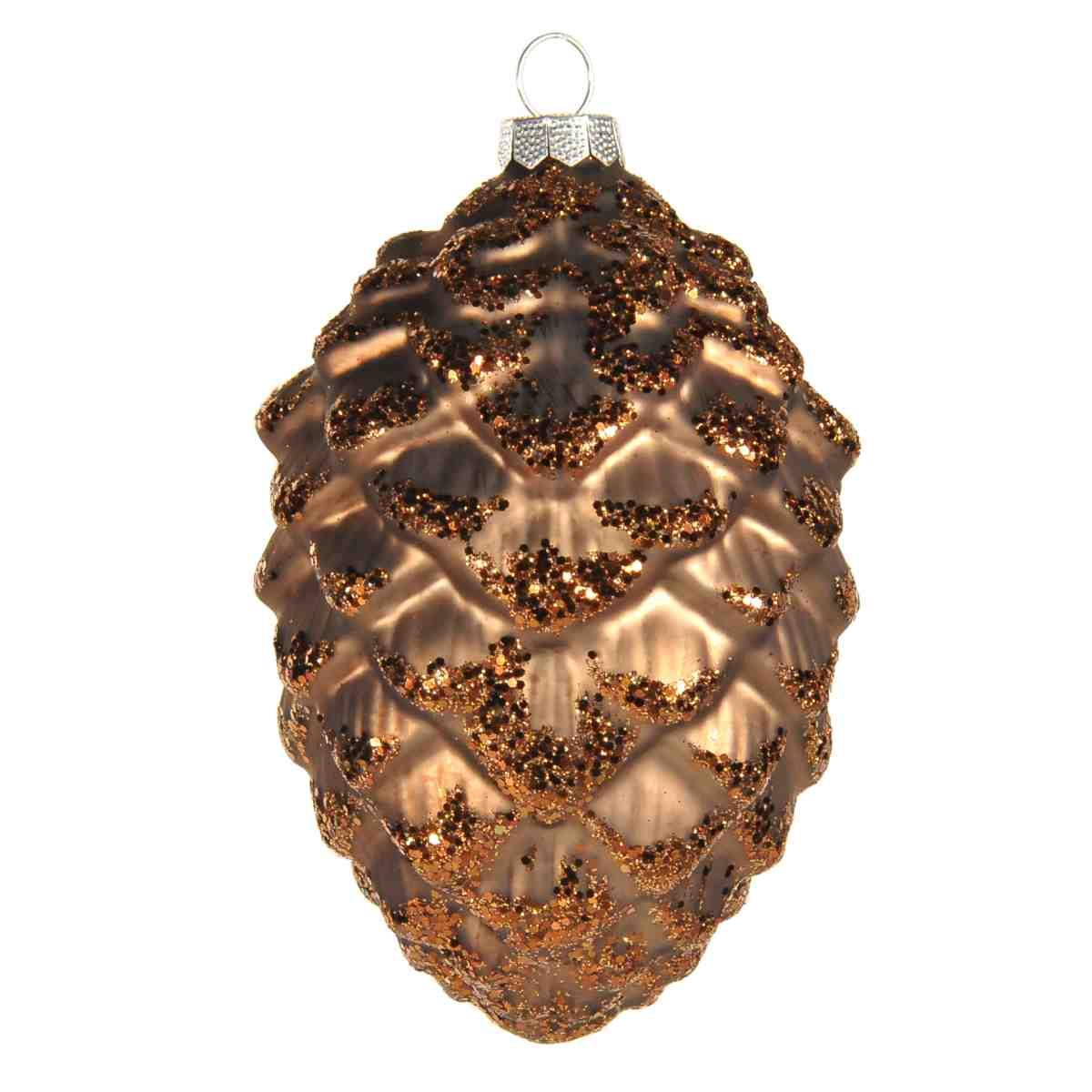 Pallina natalizia vetro collezione pigna marrone 12,5 cm