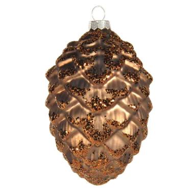 Pallina natalizia vetro collezione pigna marrone 12,5 cm