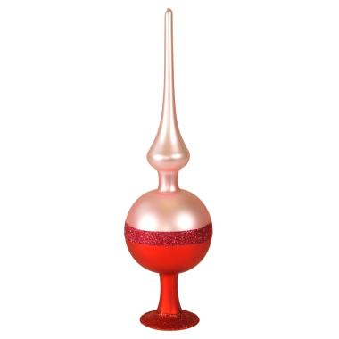 Puntale albero natale vetro rosa glitter 25 cm