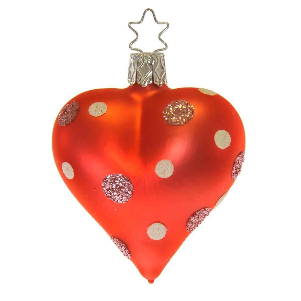 Pallina natalizia vetro collezione cuore rosa pois 8 cm