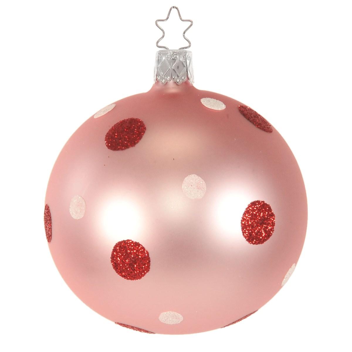 Pallina natalizia vetro collezione rosa chiaro pois modello a Ø 8 cm