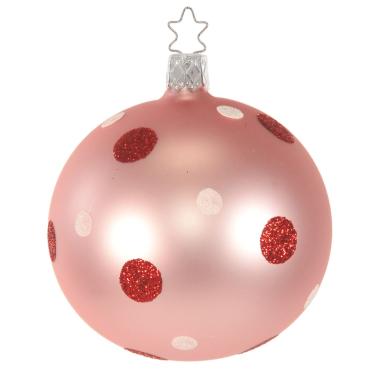 Pallina natalizia vetro collezione rosa chiaro pois modello a Ø 8 cm