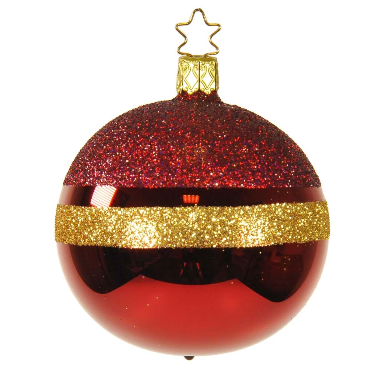 Pallina natalizia vetro collezione rossa oro Ø 8 cm