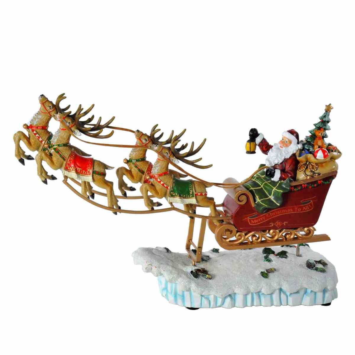 Slitta lamart babbo renne carrillon 36 x 12 x 26 cm