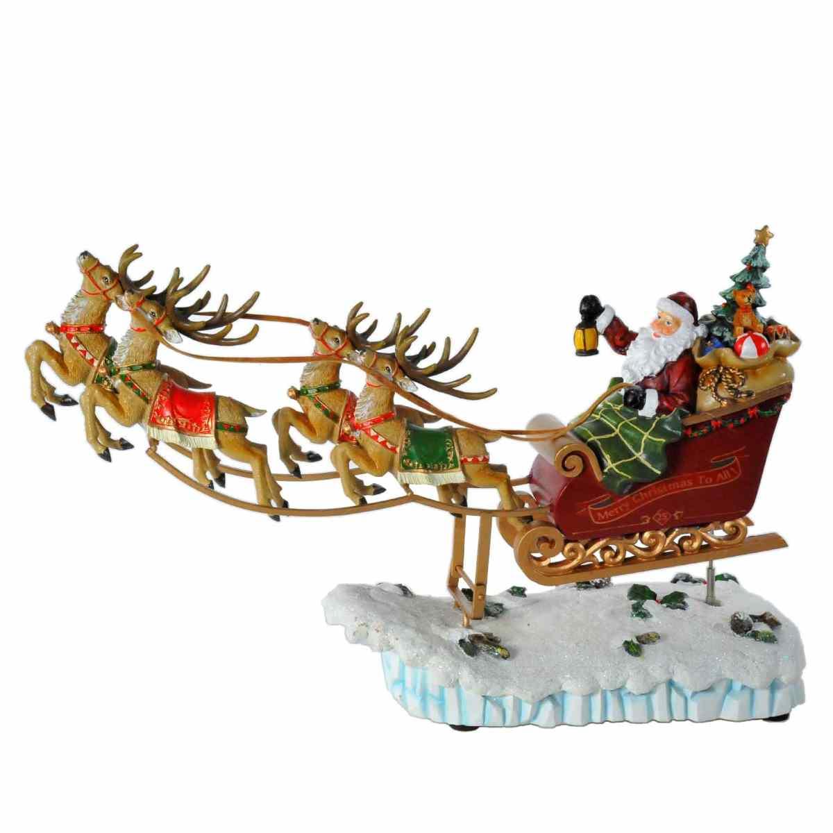 Slitta lamart babbo renne carrillon 36 x 12 x 26 cm