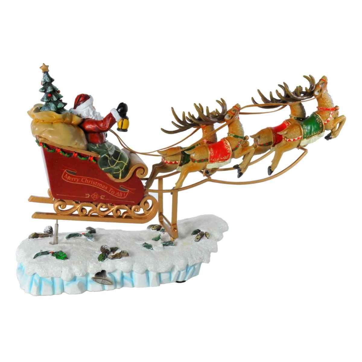 Slitta lamart babbo renne carrillon 36 x 12 x 26 cm