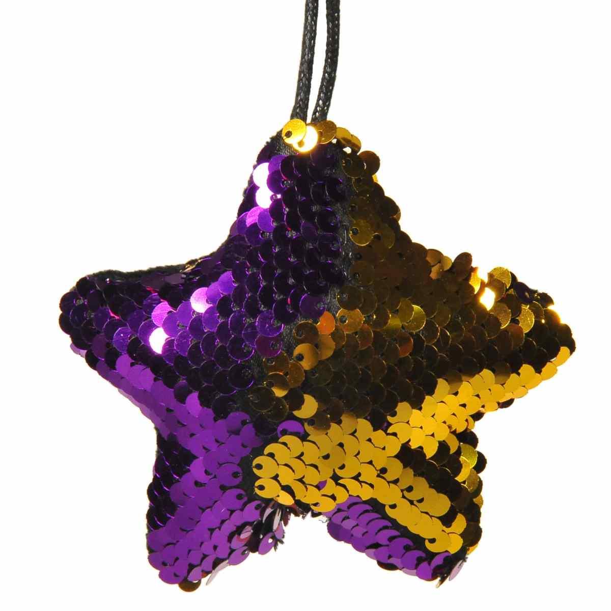 Decorazione natalizia stella viola paillettes 9 cm