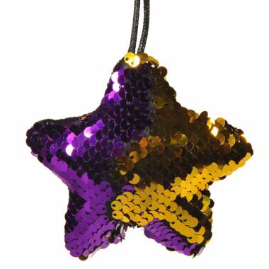 Decorazione natalizia stella viola paillettes 9 cm