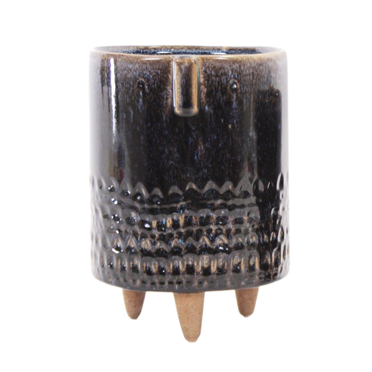 Vaso ceramica ciano piedini