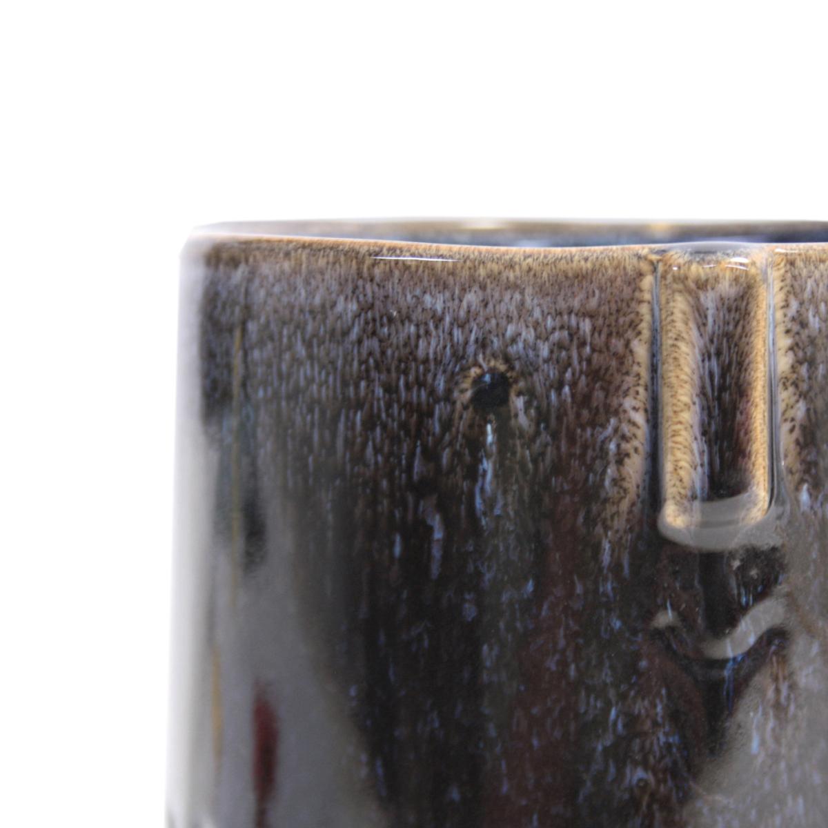 Vaso ceramica ciano piedini