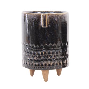 Vaso ceramica ciano piedini