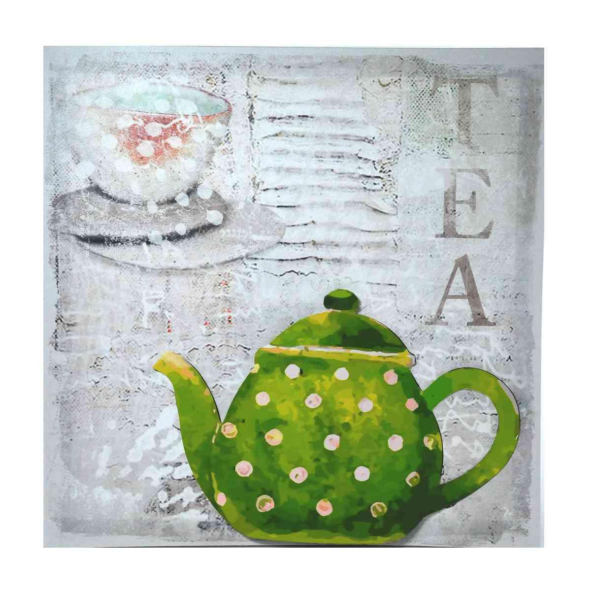 Quadro tela teiera verde metallo 40 x 40 cm