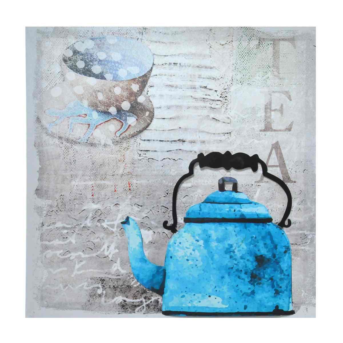 Quadro tela teiera blu metallo 40 x 40 cm