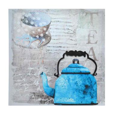 Quadro tela teiera blu metallo 40 x 40 cm