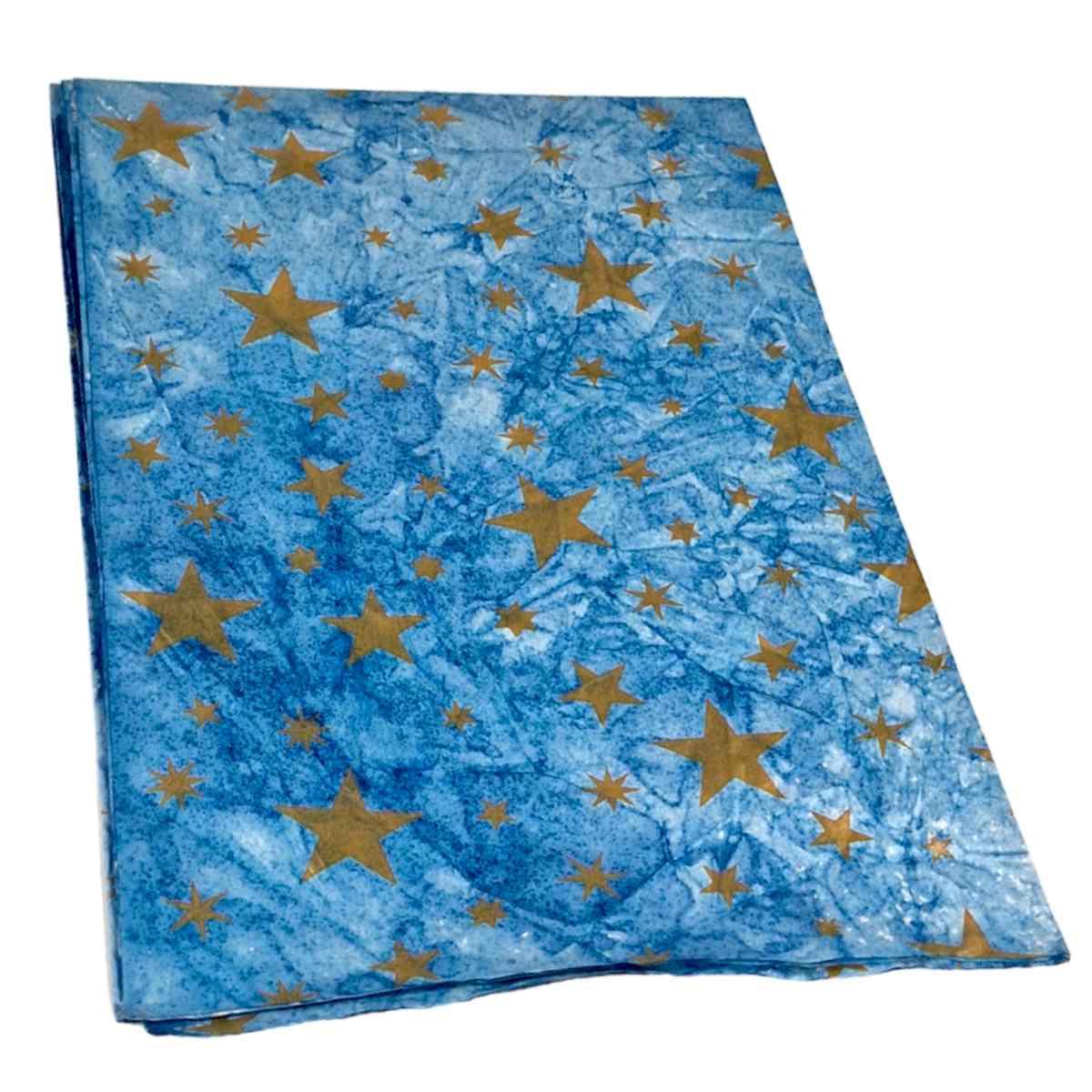 Carta presepe cielo azzurra stelle oro