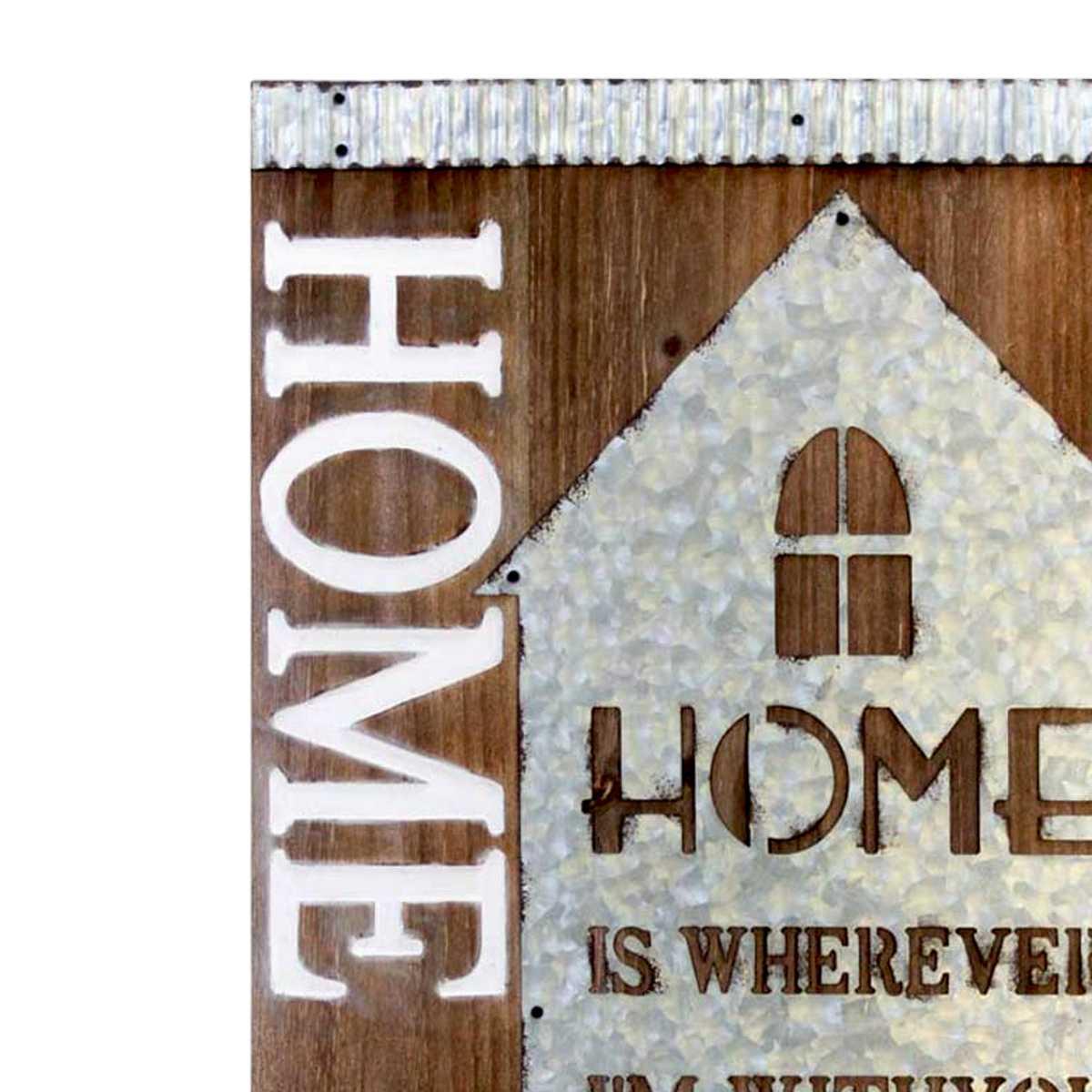 Quadro pannello legno metallo home 40 x 60 cm