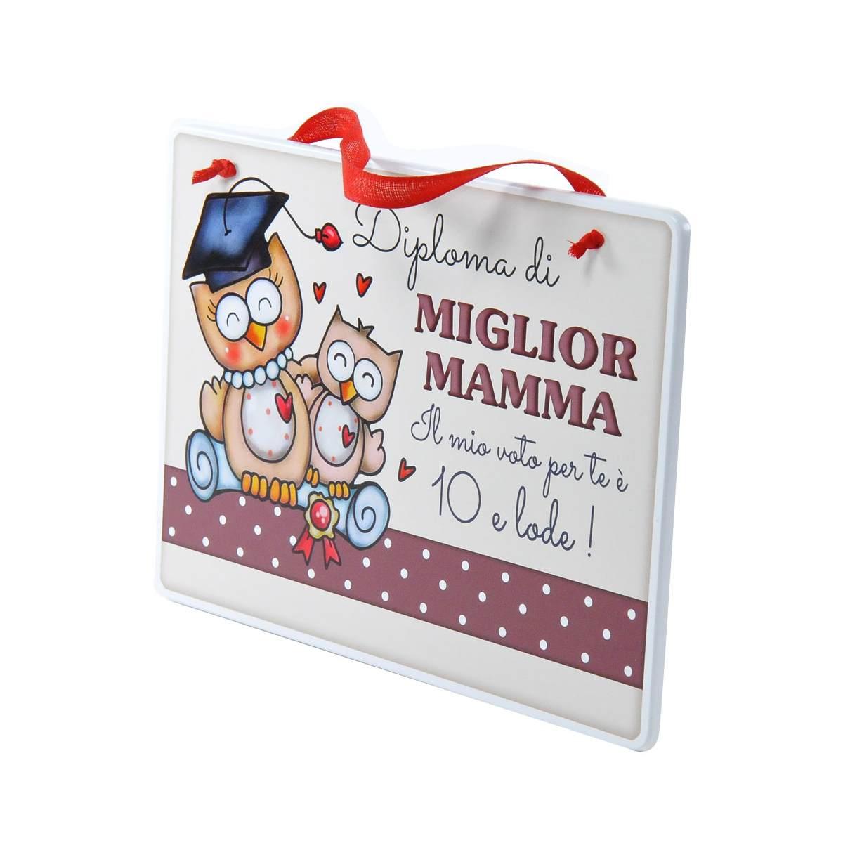 Targa legno dedica mamma 17 x 12 x 0,4 cm