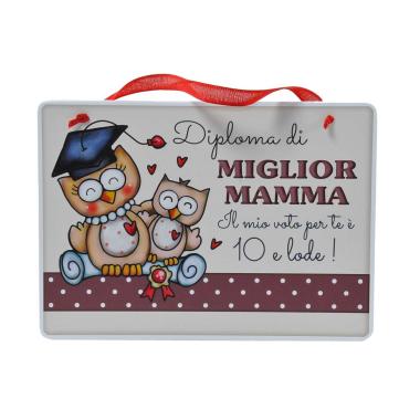 Targa legno dedica mamma 17 x 12 x 0,4 cm