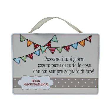 Targa legno pensionamento nastrino 17 cm