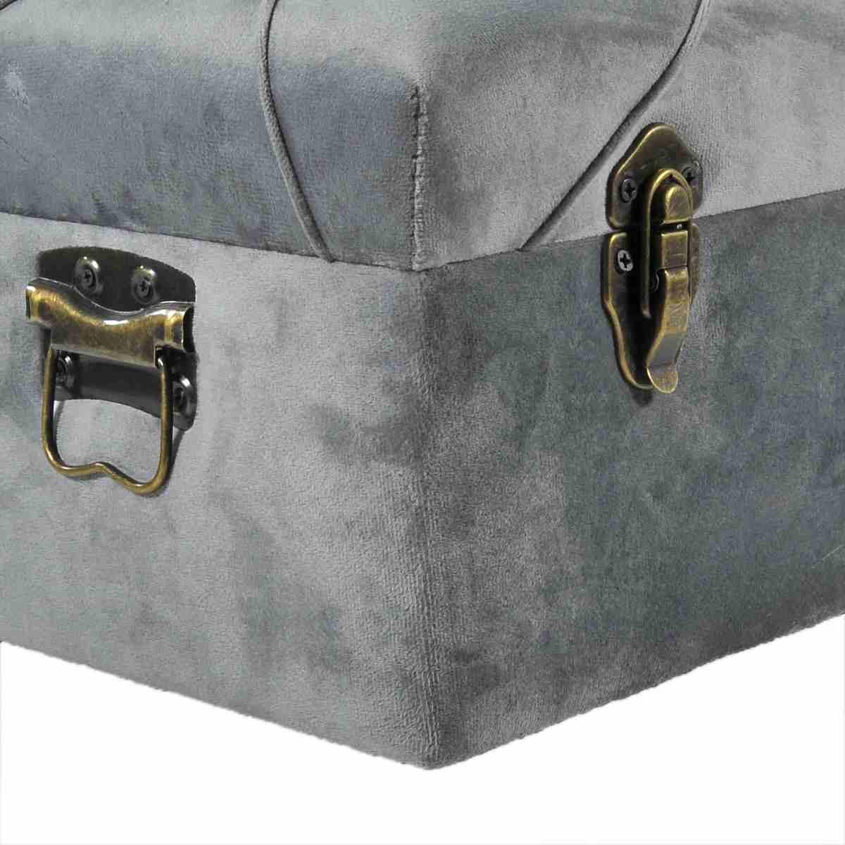 Baule legno velluto grigio 40 x 22 x 18 cm