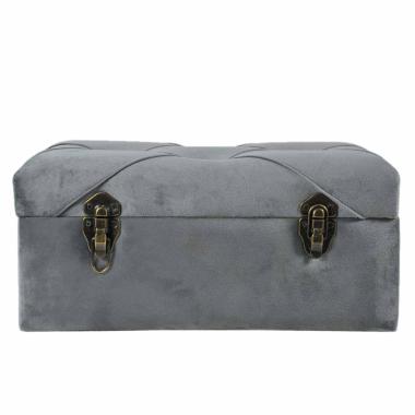 Baule legno velluto grigio 40 x 22 x 18 cm