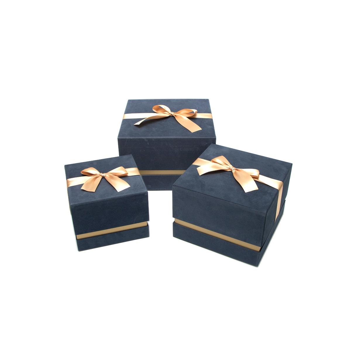 Scatola cartone velluto blu 20 x 20 cm