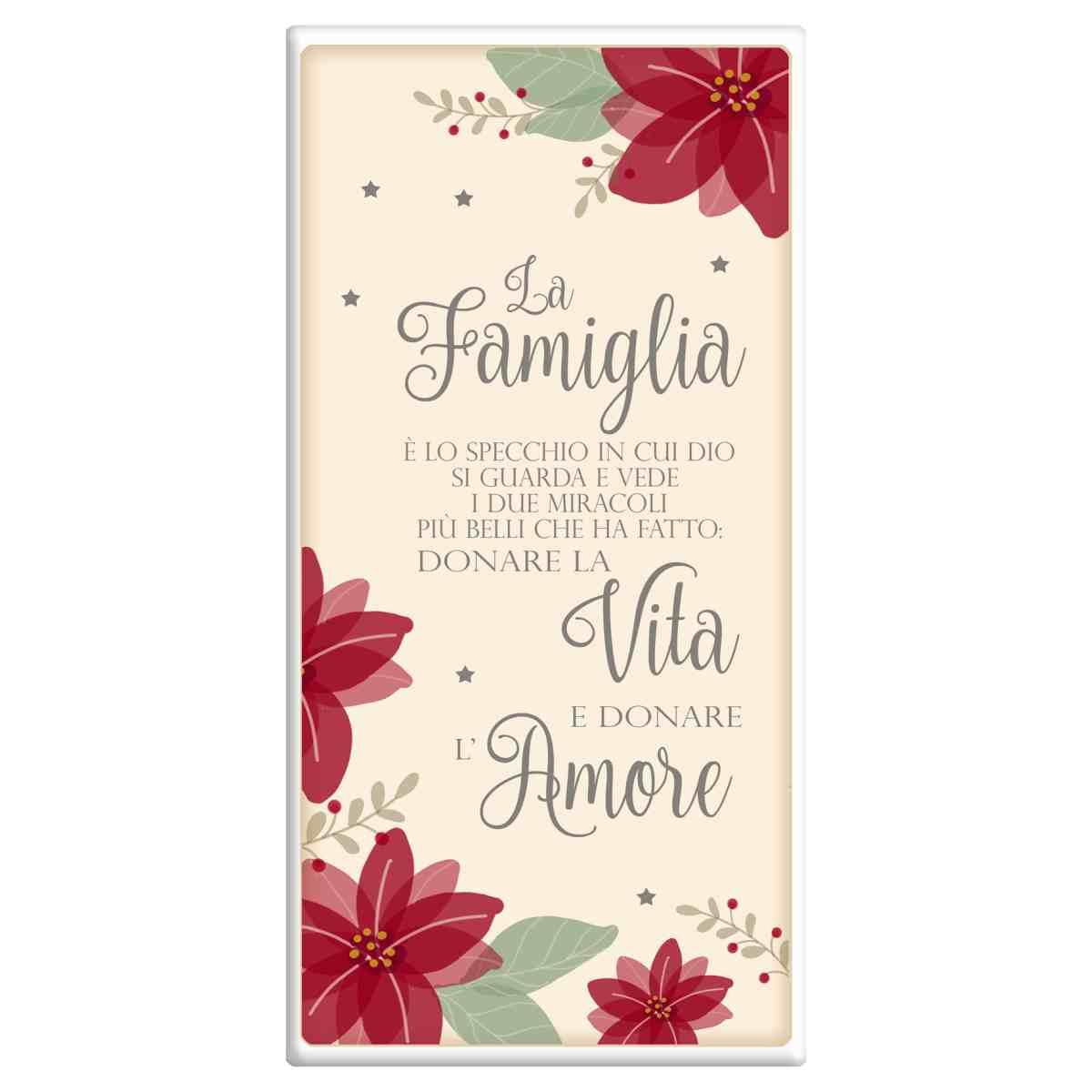 Targa natalizia legno rettangolare famiglia 18 x 36 cm