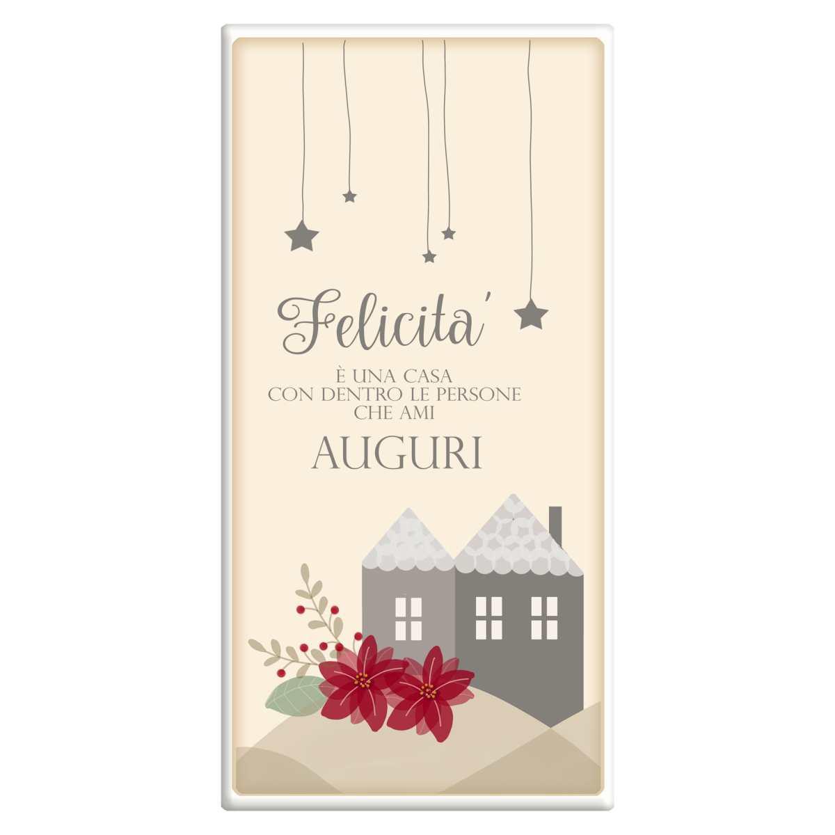 Targa natalizia legno rettangolare auguri 18 x 36 cm