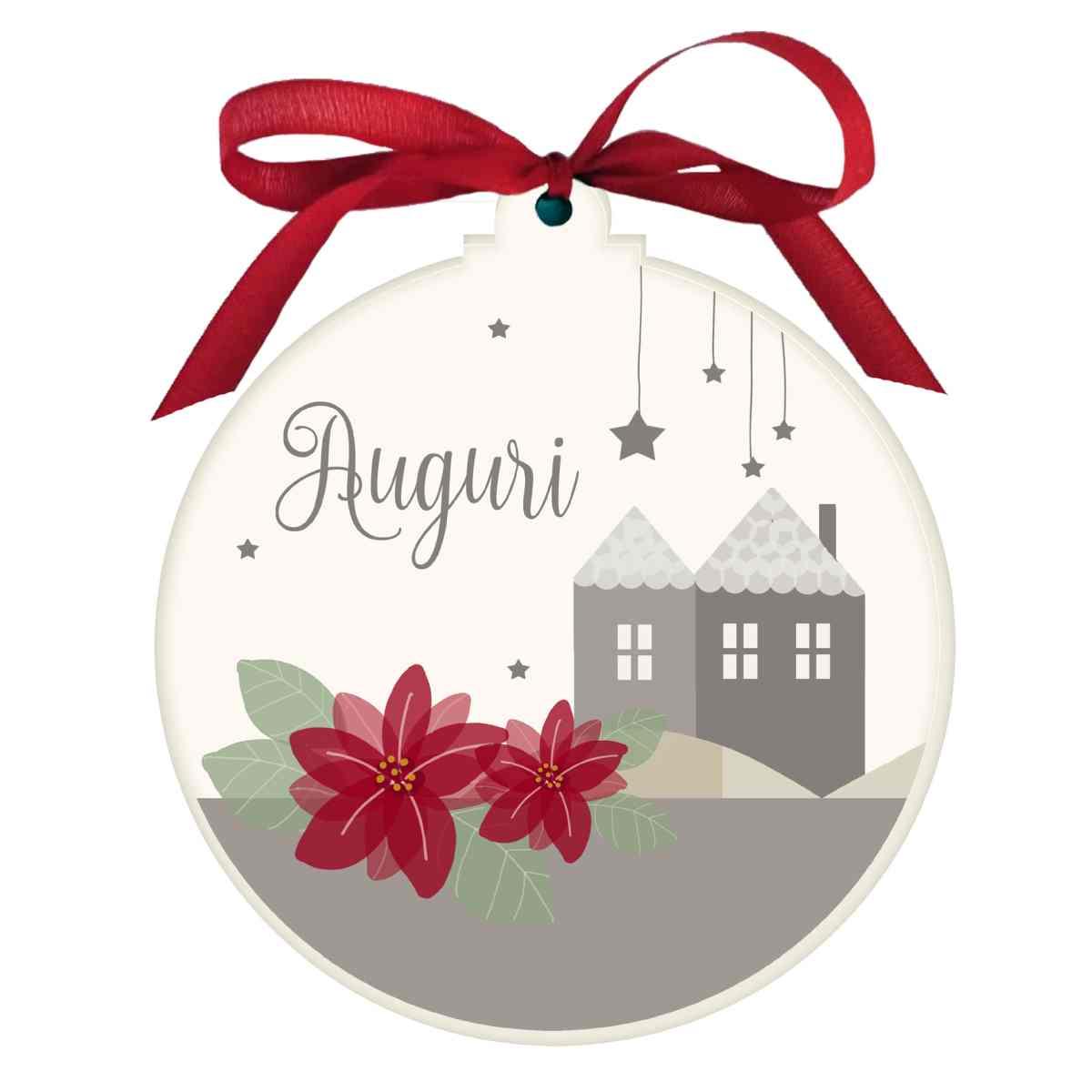 Pallina natalizia legno dedica auguri Ø 10,5 cm